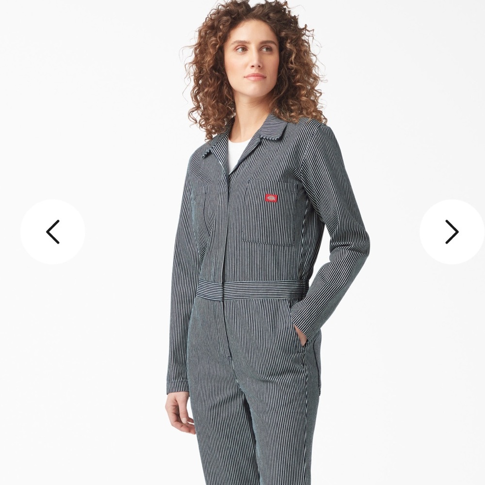 Dickie’s Women's Relaxed Fit Long Sleeve Hickory Stripe Coveralls size M